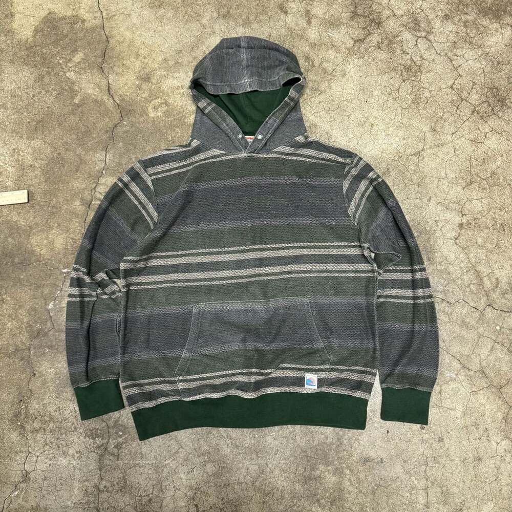 Laguna Hoodie Size L Green Striped Pullover